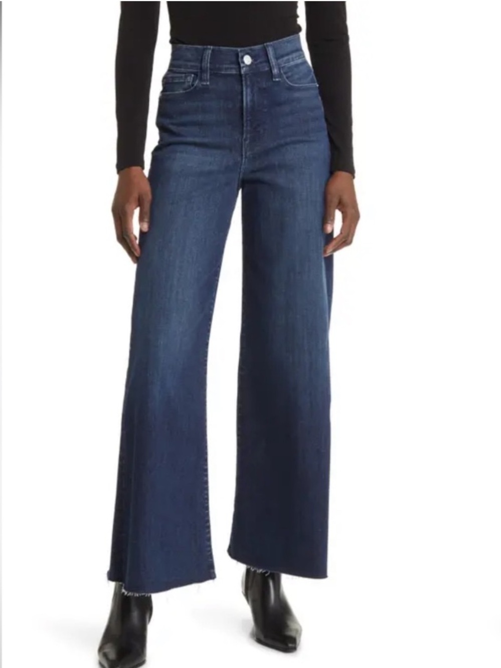 FRAME Le Palazzo Raw Hem High Waist Crop Wide Leg Jeans‎ in Aspire Raw After 29